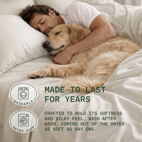 TRUE BAMBOO Sheets Set King Size - 21” Extra Deep Pocket - Light Beige
