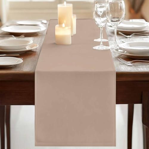 Beige Solid Color Table Runner, Washable Cotton Linen Table Runners
