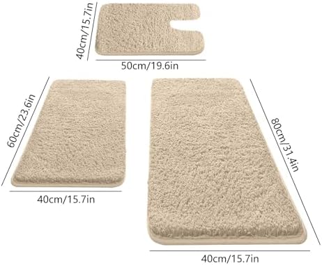 3 Pcs Bathroom Rugs Set Memory Foam Bath Mat for Bathroom Washable