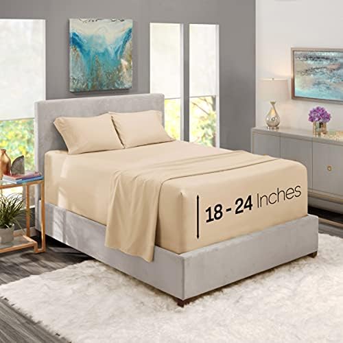 Nestl Full Bed Sheet Set - Beige Cream - 4-Piece Extra Deep Pocket