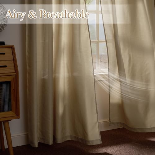 NICETOWN Semi Sheer Curtains 84 Inch Length 2 Panels for Living Room
