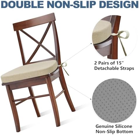 Shinnwa Kitchen Chair Cushions Set of 4, Non-Slip Dining Chair