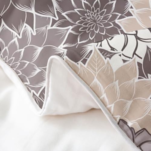 Feelyou Retro Floral Duvet Cover 100% Cotton Queen Size Hippie Flowers