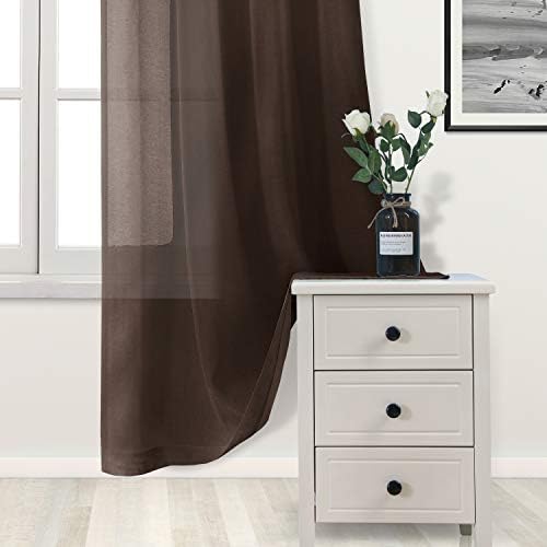 DWCN Semi Sheer Curtains, Grommet Top Window Curtains for Bedroom