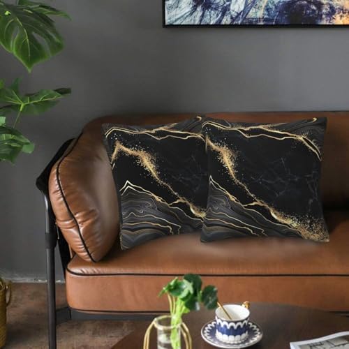 Marble Gold and Black Pillow Covers 20x20 in Sets of 2 Couch Pillow