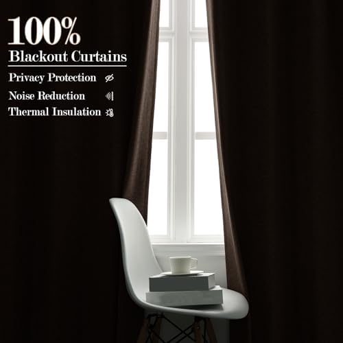 Fcosie Anti-Rust Nickel Grommet 100% Blackout Linen Look Curtains