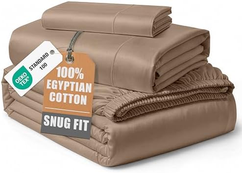 LANE LINEN Sheets Twin Size Bed Set 100% Egyptian Cotton Sateen