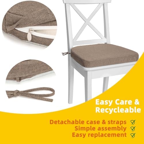 Chair Cushions Set of 4 or 6 – Thick Foam Seat Pad Chair Cushion