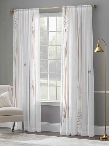 Sheer Curtains 108 Inches Long 2 Panels Set for Living Room, White