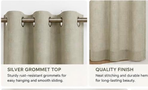 Rooh Threads Linen Sheer Curtains 84 Inches Long, 2 Panels Set, Light