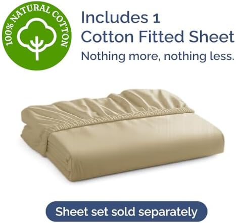 Cotton Fitted Sheet Twin Size - 100% Cotton - 400 Thread Count - Beige