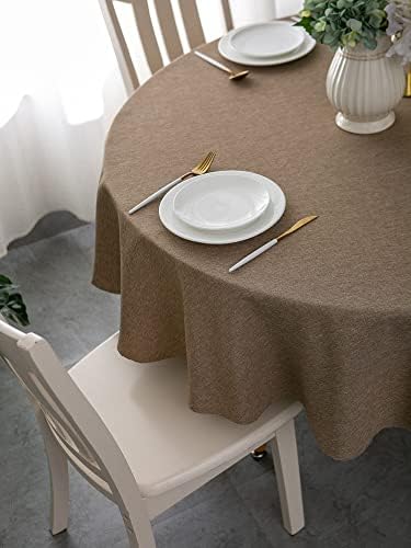 Tektrum 70 inch Round Faux Linen Textured Tablecloth Table Cover
