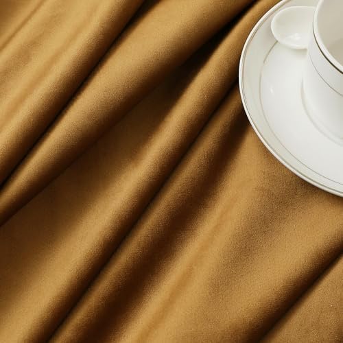 Timeper Gold Brown Blackout Back Tab Velvet Curtains 52x72 inches 2Pcs