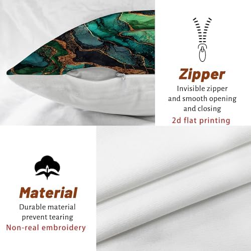 Emerald Green Abstract Throw Pillow Covers Set of 2, Glittering Art