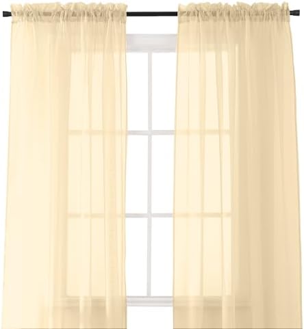 Elegant Comfort 2-Piece Sheer Panel with 2inch Rod Pocket - Window