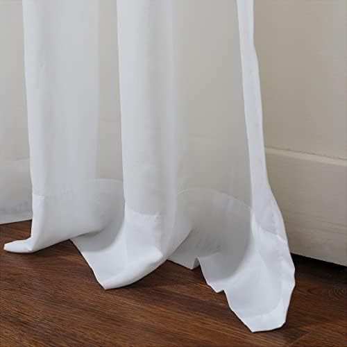 TWOPAGES White Leaf Voile Sheer Curtain 96 Inches Long Light Filtering