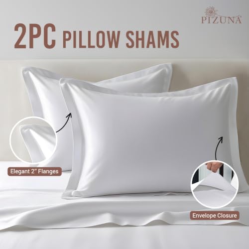 Pizuna Pure 100% Cotton Pillow Shams King Size Set of 2 White