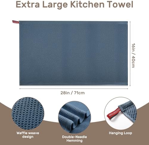 Large Kitchen Hand Towels,Cotton Waffle Weave Dish Towel for Drying
