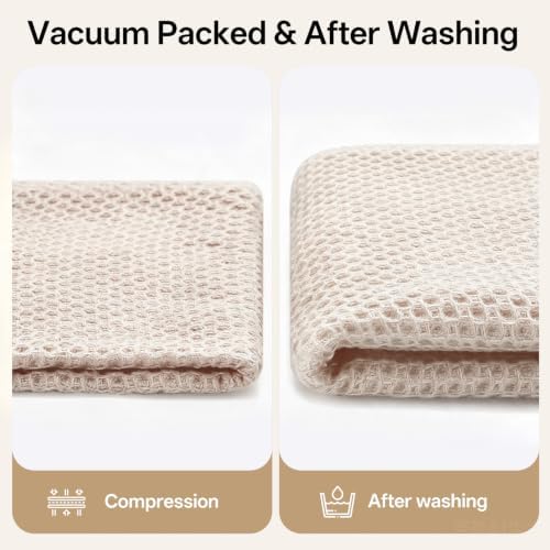 100% Cotton Waffle Kitchen Dish Towels Beige 12 * 12 4 Pack