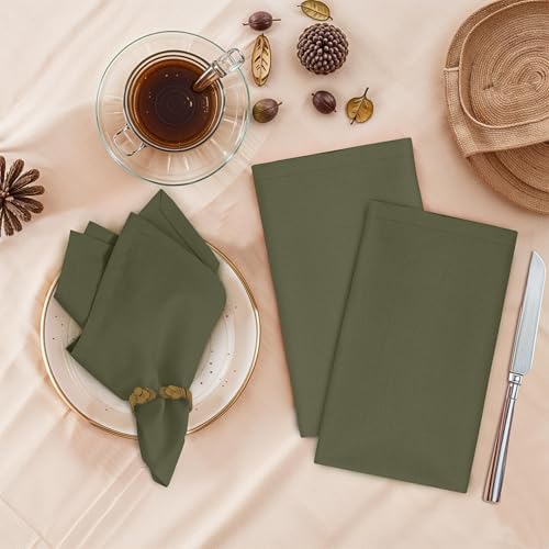 Ruvanti Cloth Napkins Set of 12, 100% Cotton 18”x18” - Capulet Olive