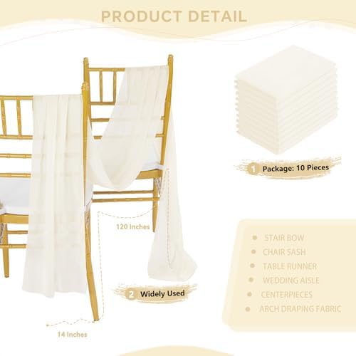 Beige Table Runner 10 Packs Chiffon Wedding Centerpiece Runners