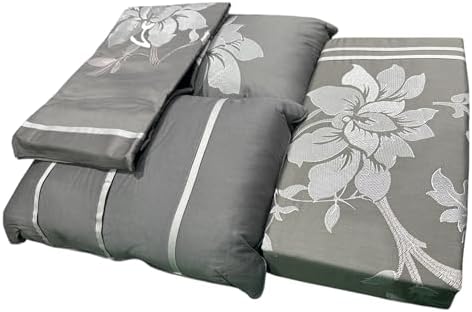 sheetsnthings Full/Queen Myra Gray 5-Piece Duvet Cover Set Embroidered