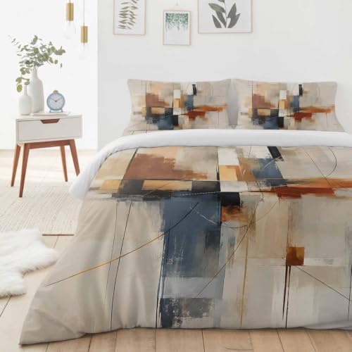 Minimalist Fine Abstract Lines Queen Duvet Cover Set - 4 Pcs Comforter