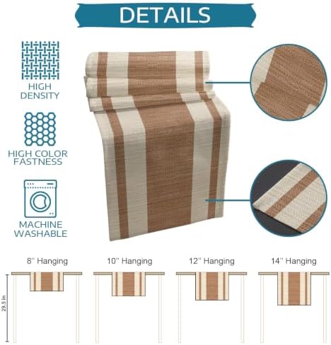 Classic Stripe Table Runner and Placemats Set of 6 Modern Brown Fabric