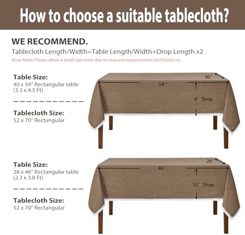 Mocha 52x70 Oblong Polyester Linen Farmhouse Tablecloth