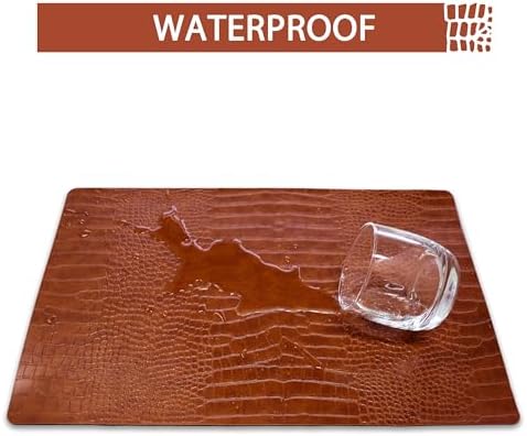 Set of 6 Faux Leather Placemats, PU Table Mats, Waterproof, Stain