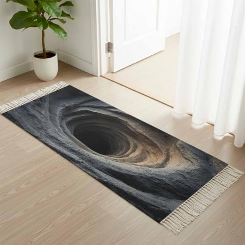 Sand Hole Hallway Runner Rug 2'x5', Gray Nature Circular Depression