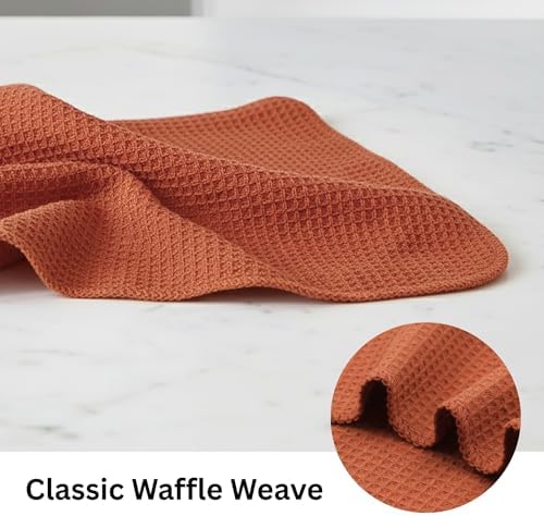 PurpleEssences Solid Kitchen Cloths, Dish Cloth 12x12 Set of 6 - Rust
