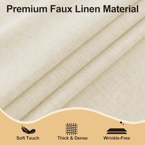 JIUZHEN Round Table Cloth Faux Linen Farmhouse Tablecloth Wrinkle and