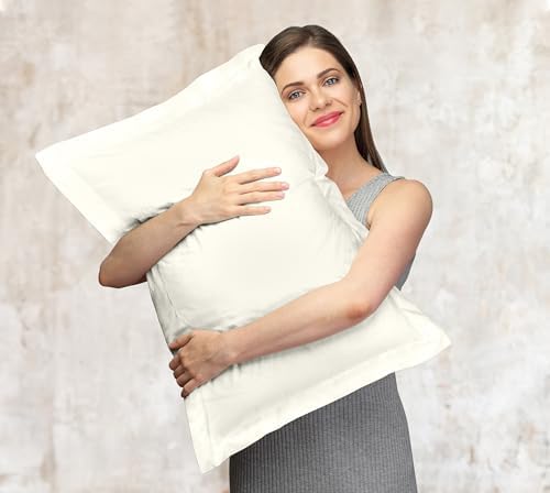 Royale Linens Microfiber Euro Size Pillow Shams Set of 2 - Ivory Shams