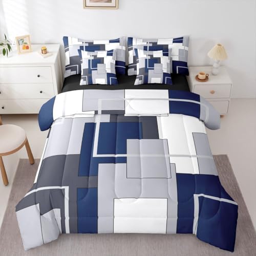 Feelyou Abstract Comforter Set Queen Size 7 Pieces Neutral Art Bedding