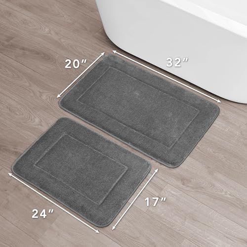 Oliver Brown - Terry Bath Mats, Set of 2 Memory Foam Bath Rugs