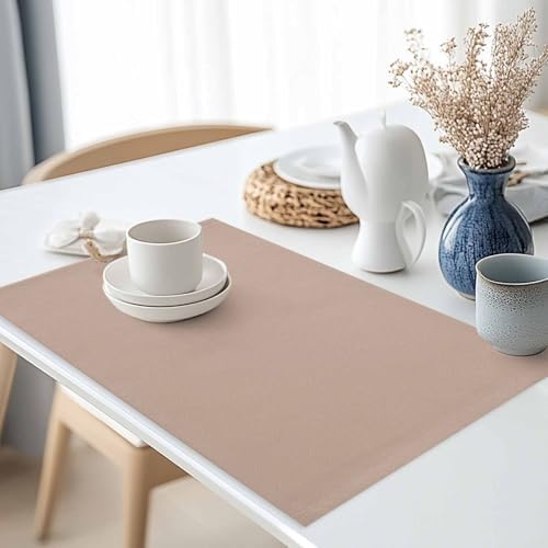 Placemats Set of 8, Warm Beige Woven Placemat, Linen Place Mats for