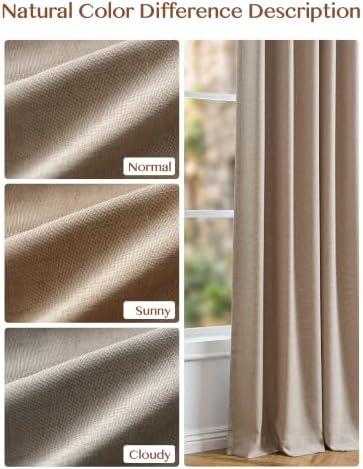 Linen Blend Blackout Curtains 84 Inch, Pinch Pleat Window Drapes with