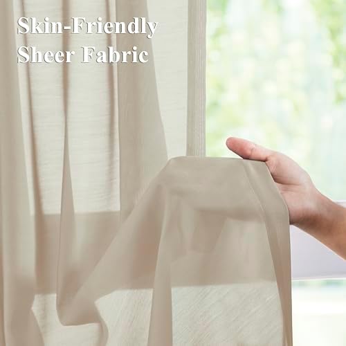 WEST LAKE Plaza Taupe Pinch Pleated Sheer Curtains 95 Inches Long for