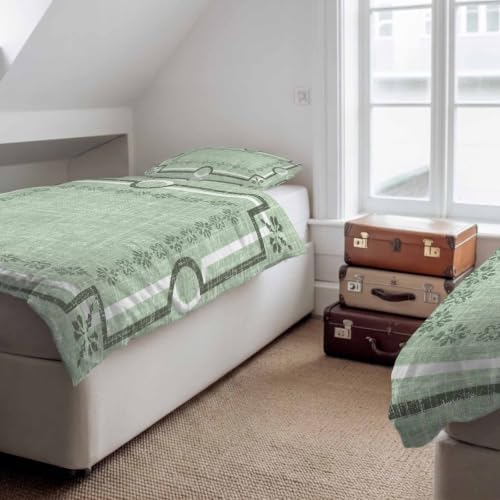 Sage Green Botanical Duvet Cover Queen Size,Quilt Cover 90"x90" with