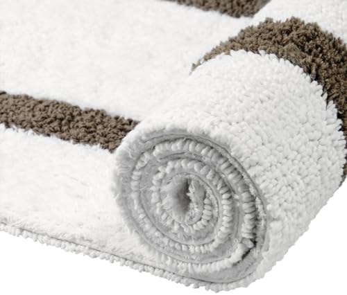 Tufted Cotton White Beige Bathroom Rugs Sets 3 Piece