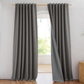 NICETOWN 100% Blackout Linen Curtains 84 inch Long 2 Panels, Grizzle
