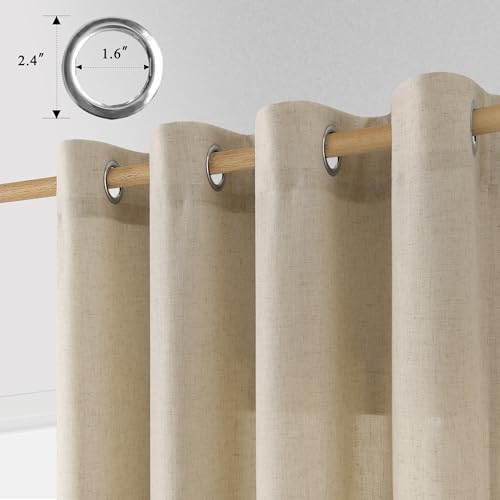 Aersas Linen Curtains 84 Inch Long for Living Room Grommet Taupe
