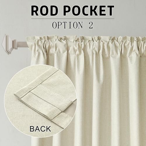 120 Inch Extra Long Linen Cream Beige Curtains Floor to Ceiling for