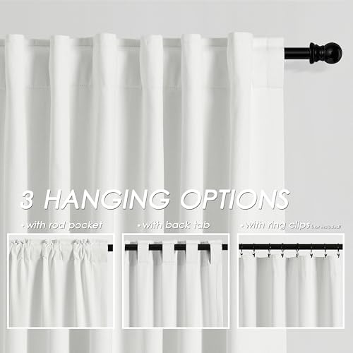 Off White 100% Blackout Linen Curtains for Bedroom 108 Inches Long