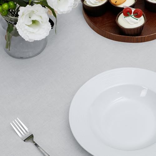 Easy-Going Waterproof Faux Linen Tablecloth, Rectangle, 52x70in, Grey