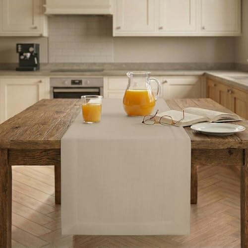 Easy LinenTM by D'Moksha, Linen-Look Table Runner, Natural