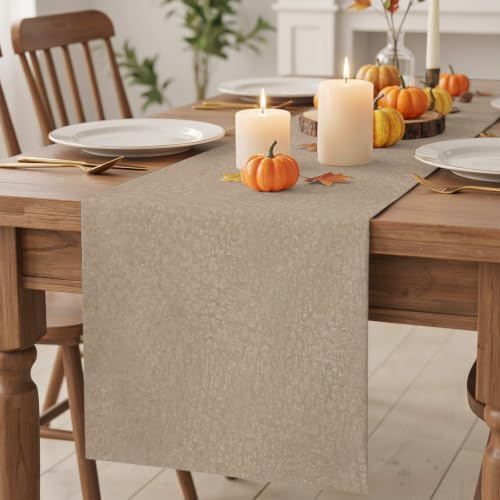 Beige Table Runner Cotton Linen 108 Inch Holiday Dresser Scarves