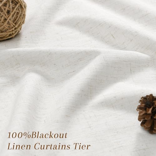 Nanspring 100% Blackout Linen Curtains for Bedroom 50x63 Inches