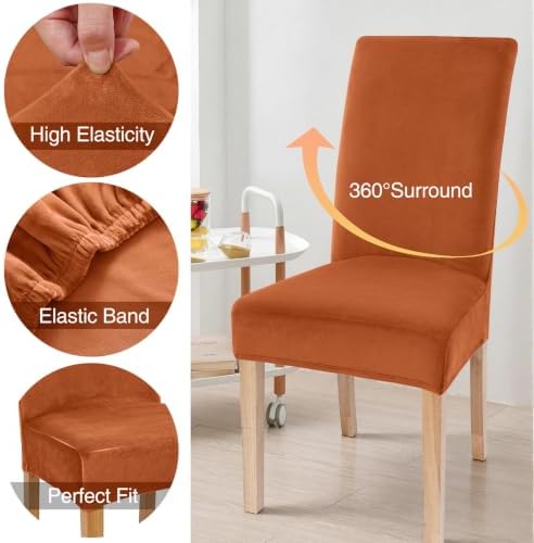 Smiry Velvet Stretch Dining Chair Covers, Parsons Chair Slipcovers Set